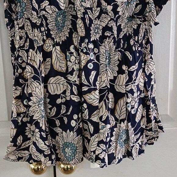 Angie navy ivory floral peasant vneck blouse Sz 3X NWT - Picture 2 of 6